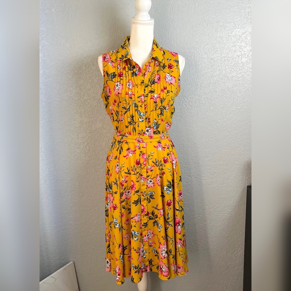 Nanette Lepore Yellow Button-Down Floral Dress